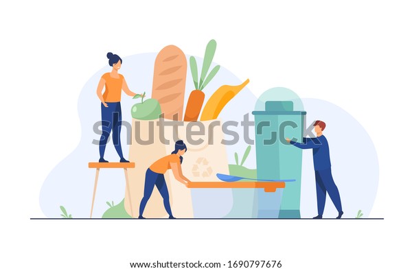 People Shopping Eco Friendly Bag Flat Stock Vector (Royalty Free ...