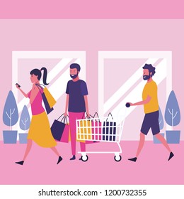 people shopping at mall
