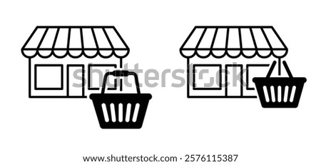 People are shopping, purchase. supermarket basket or cart. Shopping basket or containing bag. Buy and sale in supermarket, self service. Shopkeeper icon. Empty hand bag. Shopping baskets logo.