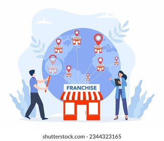 People shopping and Start Franchise Small Enterprise all over the world Franchise business concept