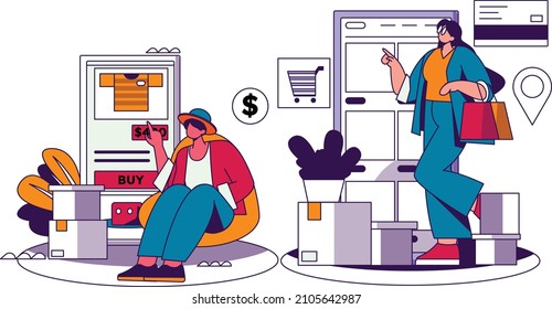 personas que compran usando aplicaciones en línea