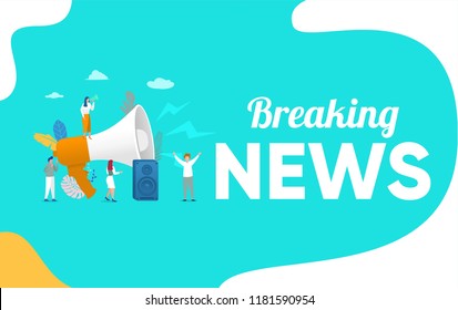 people shout on megaphone with breaking news word, chane address vector illustration concept, 
 can use for, landing page, template, ui, web, mobile app, poster, banner, flyer