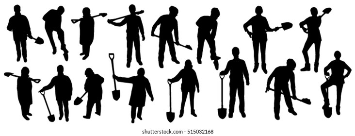 People with shovel silhouettes