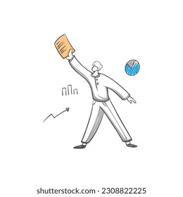 people show document statistic hand drawn illustration concept