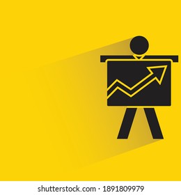 people showing arrow graph with shadow on yellow background vector