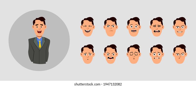 People showing emotions.  Different facial emotions for custom animation, motion or design.