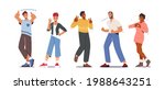 People Showing Positive Gestures. Happy Young Male and Female Characters Show Thumb Up, Ok Symbol, Victory, Yeah and Heart Gesturing. Happiness Emotions, Language. Cartoon People Vector Illustration