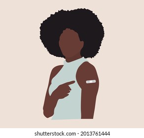 People Showing Vaccinated Arm. Vaccine distribution for general population concept illustration. 
Process of immunization against covid-19.  Healthcare, coronavirus, prevention and immunize.