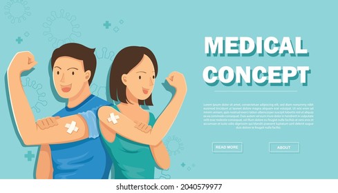 People Showing Vaccinated. Vaccination concept. vector illustration