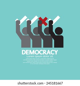 People Showing Vote Yes And No Democracy Concept Vector Illustration