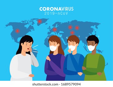 people sick of coronavirus 2019 ncov vector illustration design