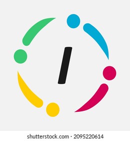 People sign symbol geometric abstract with letter i vector design template.
