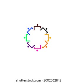 People Sign together, crowd, business people colorful Sign, Symbol, Art isolated on white