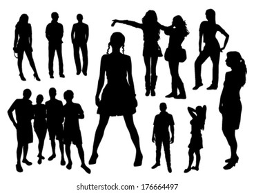 people silhouette black vector