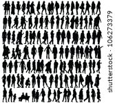 people silhouette black vector girl and man walking illustration