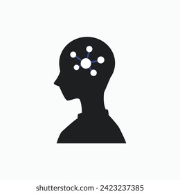 people silhouette with brain cell technology concept