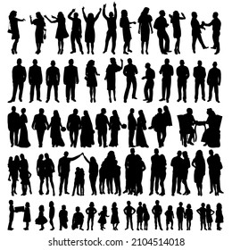 people silhouette collection, isolated, vector