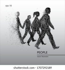 People silhouette dots vector illustration