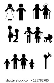 People silhouette family icon