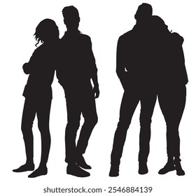 people silhouette full isolated collection