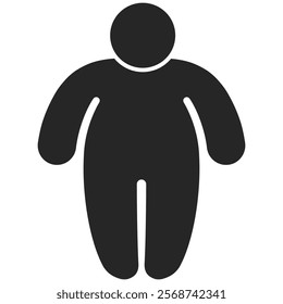 People silhouette icon. Fat man isolated on transparent background