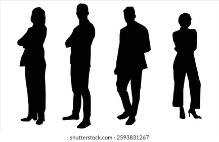 The people silhouette icon is set on a white background. men and women silhouette icon