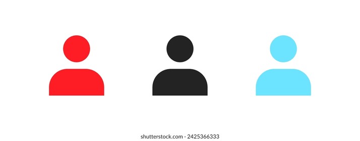 People silhouette icons. Flat, color, person button, people silhouette icons. Vector icons