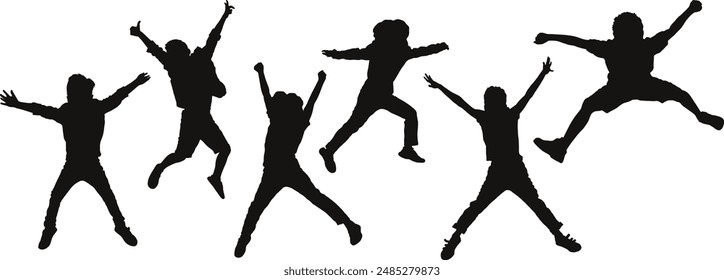 people silhouette kids vector set 06