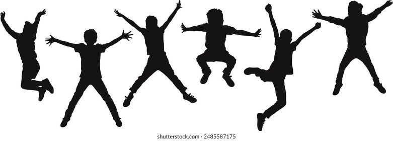 people silhouette kids vector set 07