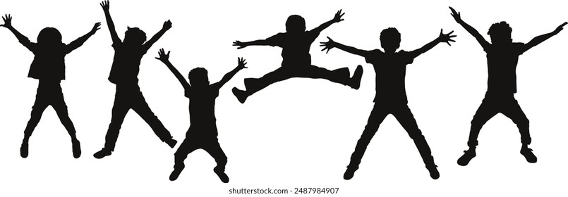 people silhouette kids vector set 08