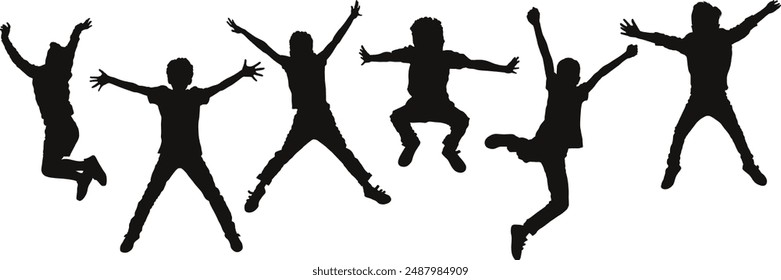 people silhouette kids vector set 07