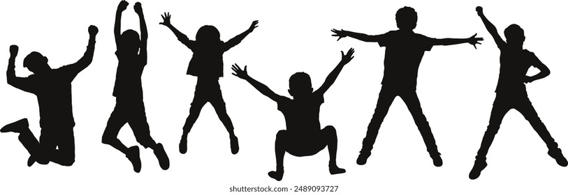 people silhouette kids vector set 08