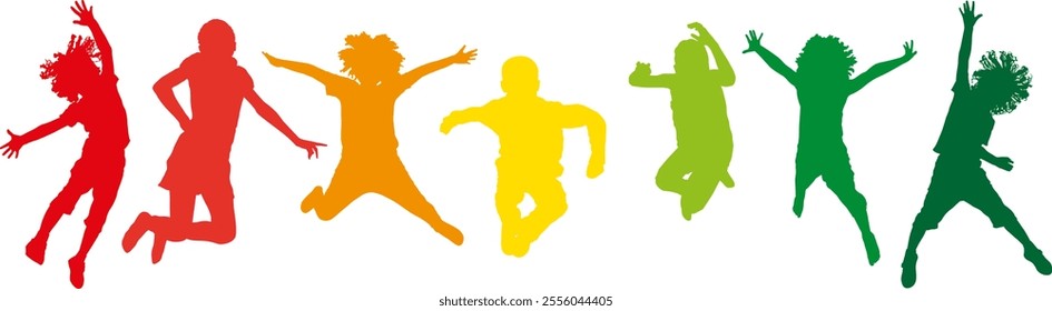 people silhouette kids vector set 17