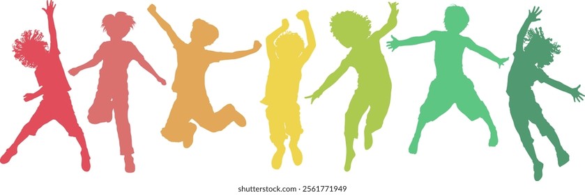 people silhouette kids vector set 18