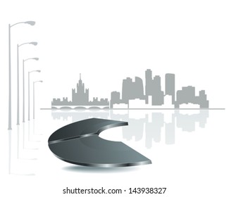 people silhouette with modern city background