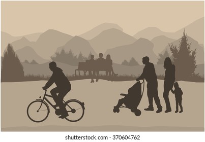 People silhouette in nature .