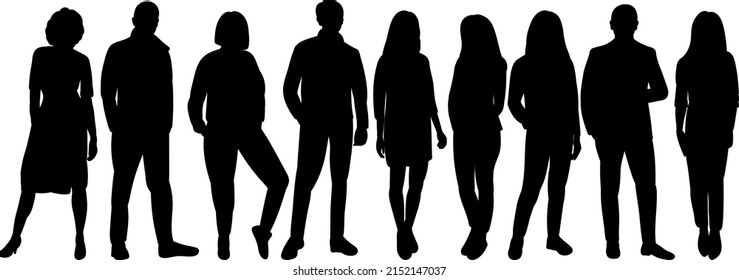 people silhouette, on white background, isolated, vector