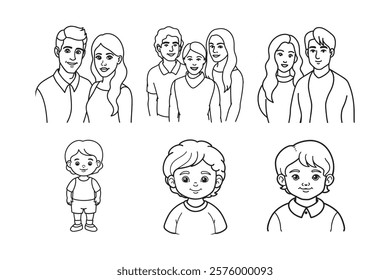 People silhouette outline bundle illustration
