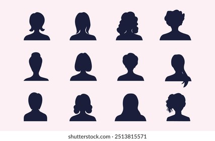 People silhouette, profile avatar icon
