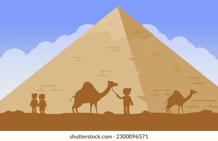 People Silhouette in Pyramid of Giza