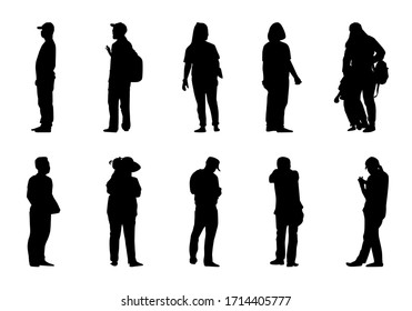 Vector Silhouettes Men Women Standing Smart Stock Vector (Royalty Free ...