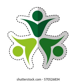 people silhouette teamwork ecology vector illustration design