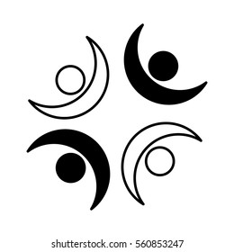 people silhouette teamwork emblem vector illustration design