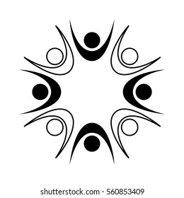 people silhouette teamwork emblem vector illustration design