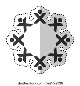 people silhouette teamwork emblem vector illustration design