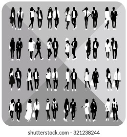 People silhouette vector.Editable.Collection bundle of people black silhouettes.Beautiful vector set.Vector eps.
