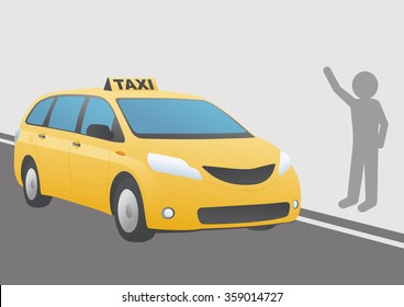 people silhouette who call a taxi, vector illustration