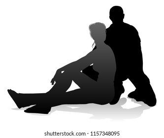 People silhouette of a young man and woman, probably a couple or husband and wife
