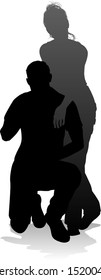 People silhouette of a young man and woman, probably a couple or husband and wife