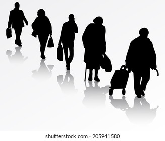 Silhouette Group People Disabilities Black White Stock Vector (royalty 